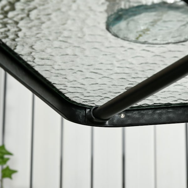Puutarhapöytä Irrotettava metallinen 76x76 cm Säänkestävä Neliömäinen Parvekepöytä Sateenvarjoreiällä, Liukumaton Buffet-pöytä Leirintäpöytä Patiopöyt