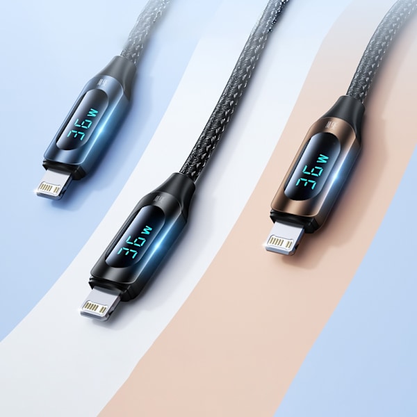 iPhone USB-C - Lightning-kaapeli LED-näytöllä 36W 2m musta