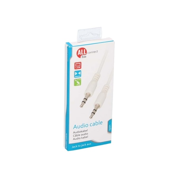 Allride Connect 2.0 minijackstik 3,5 mm lydkabel, 1,2 m, hvid