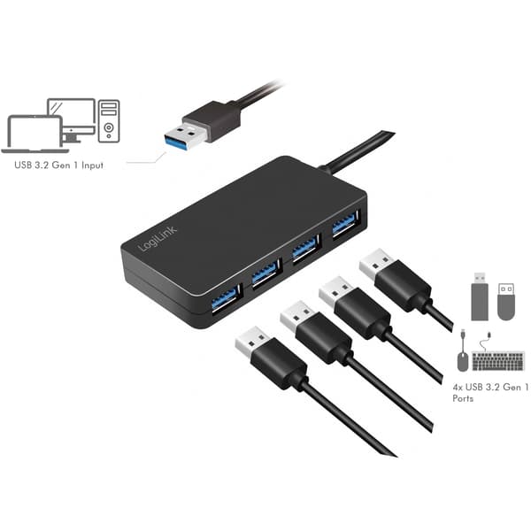 USB 3.0-hub (3.2 Gen1) 4 USB-A-porte