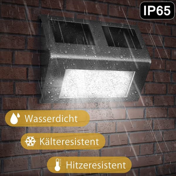 LED solcellevæglampe, rustfrit stål, IP65 vandtæt