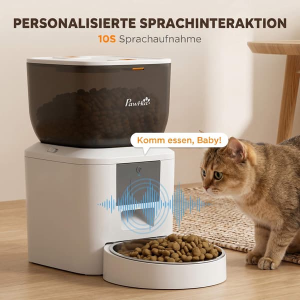 Automatisk kattefoderautomat, 4L, WiFi-appstyring, stemmestyring