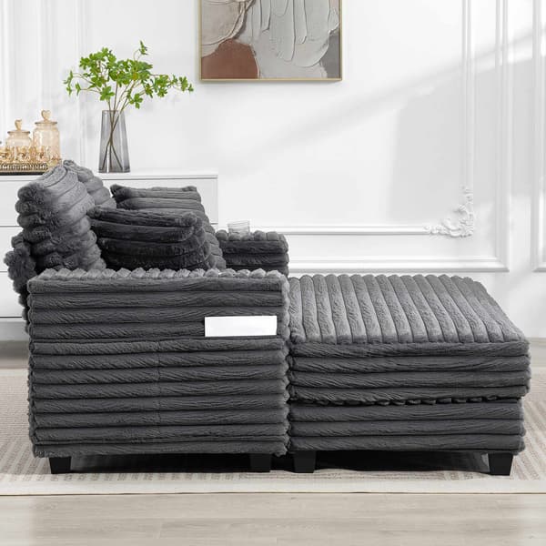 Sovesofa i fløjlsbøjle med kopholdere, grå