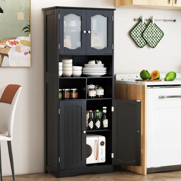 Fritstående badeværelsesskab i linned, sort, 143 cm