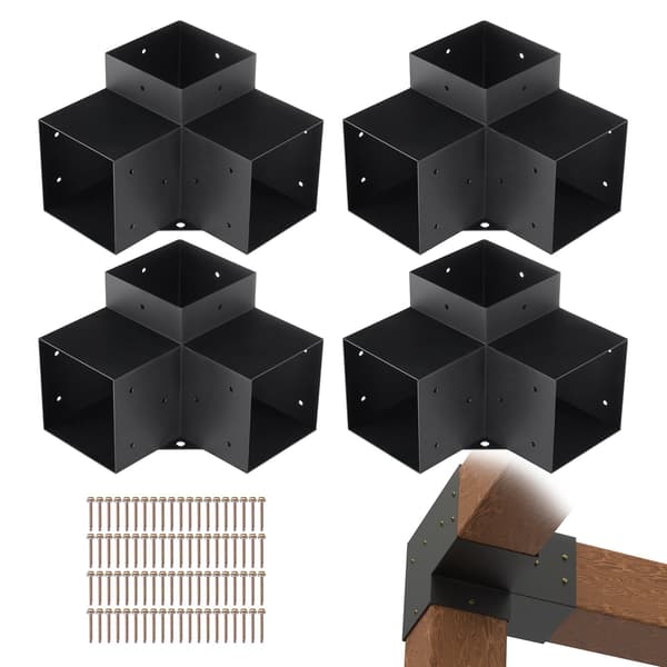 6x6 trevägs pergolahörnfästen, 4-pack stål