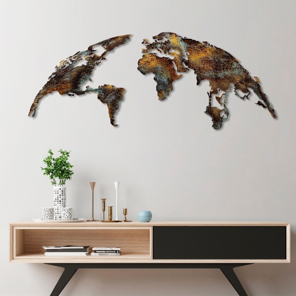 Koristeellinen metalliseinätarvikkeet World Map Medium - 3