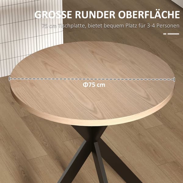 Rundt spisebord, 75 cm, plads til 2-4, brun MDF