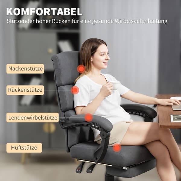 Justerbar kontorstol i fløjlslook, rullende, grå