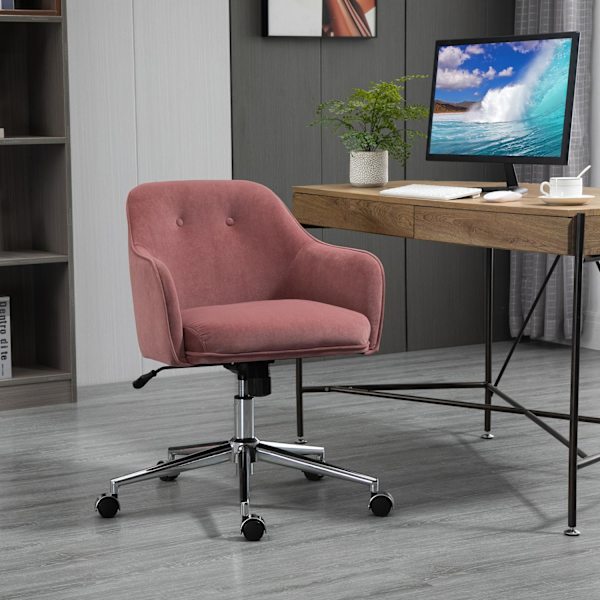 Kontorstol Skrivebordsstol Med Vippefunktion, Højdejusterbar, Velour Touch, Rød, 61X59X80,5-90,5Cm