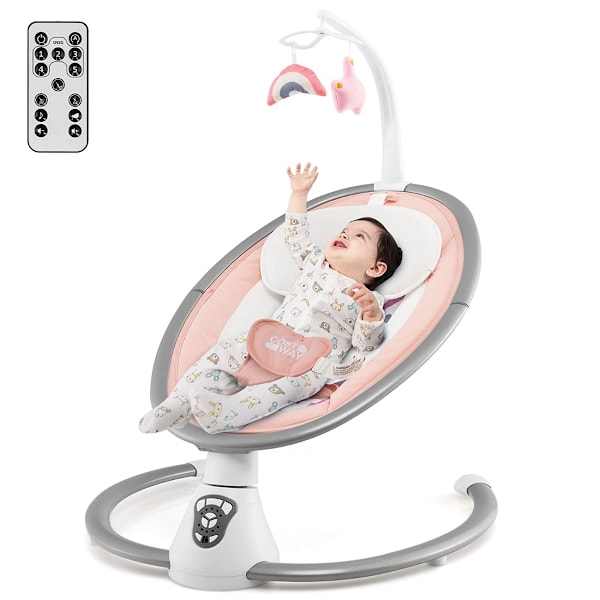 Elektrisk babygunga babyrocker med 5 gungnivåer 65,5 x 71,5 x 76 cm rosa