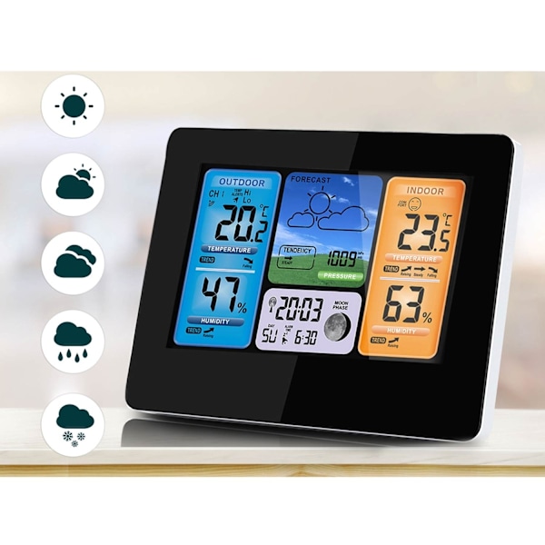 Elegant väderstation med display BD-902, svart