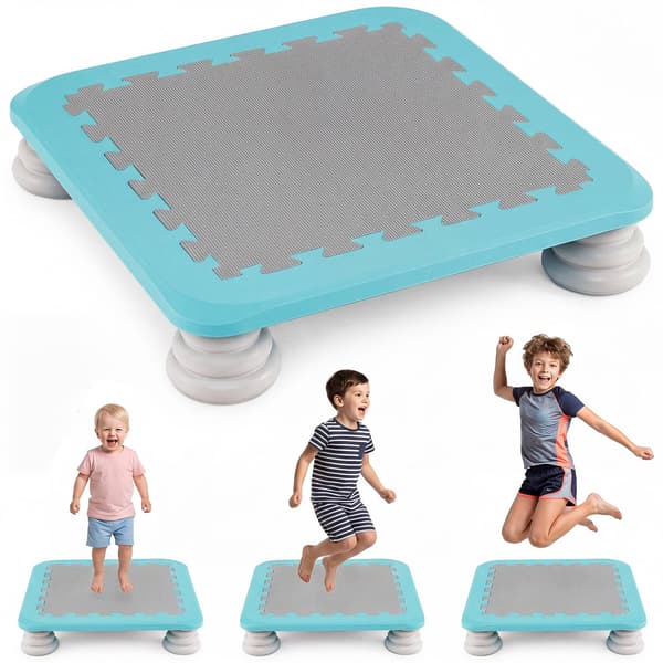 Mini-studsmatta för barn, 65 cm med halkfria fotplattor, blå