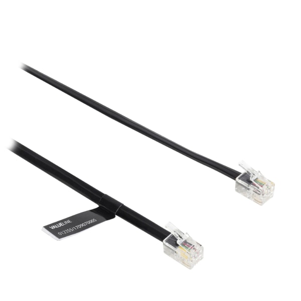 Telecom Kabel RJ10 (4P4C) Han - RJ10 (4P4C) Han Fladt 1.00 m Sort