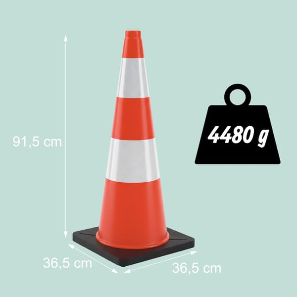 Trafikkegle 90 cm, kraftig, reflekterende striber
