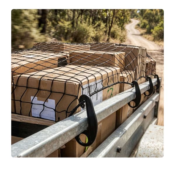Släpvagnsnät, svart, 1x2m, slitstark PP-plast
