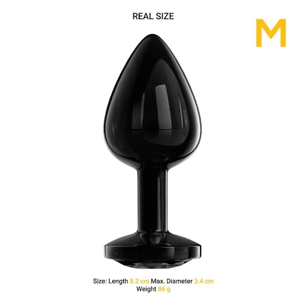 Blackgem Metalic Butt Plug med Jewel Black storlek M