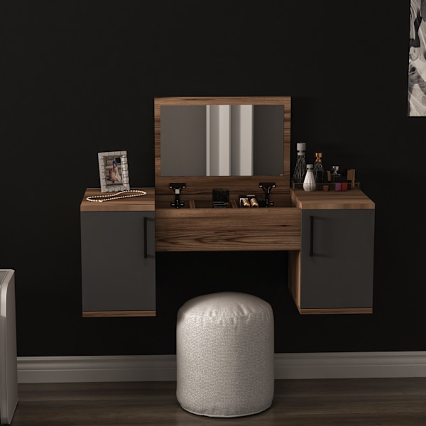 Sminkbord Mercan - Ljus valnöt, antracit