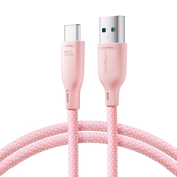 Multi-Color Series USB-A - USB-C kaapeli 100W nopea siirto 1m vaaleanpunainen
