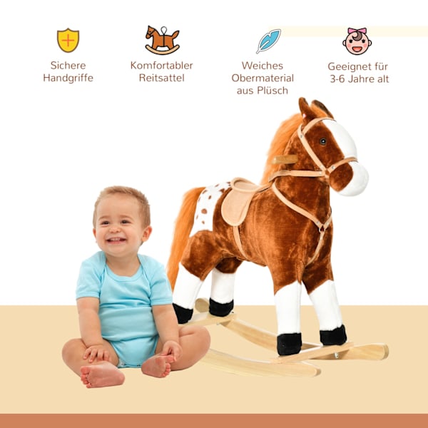 Gyngehest fra 3 år Gyngedyrlegetøj Neighing Brown 74x28x65cm til børn