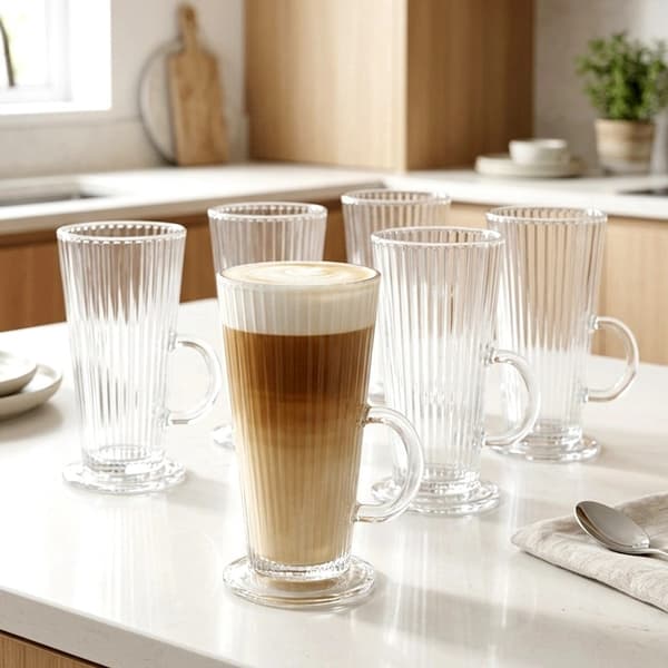 Latte-lasisetti, 270 ml, uurrettu lasi, 6 kpl