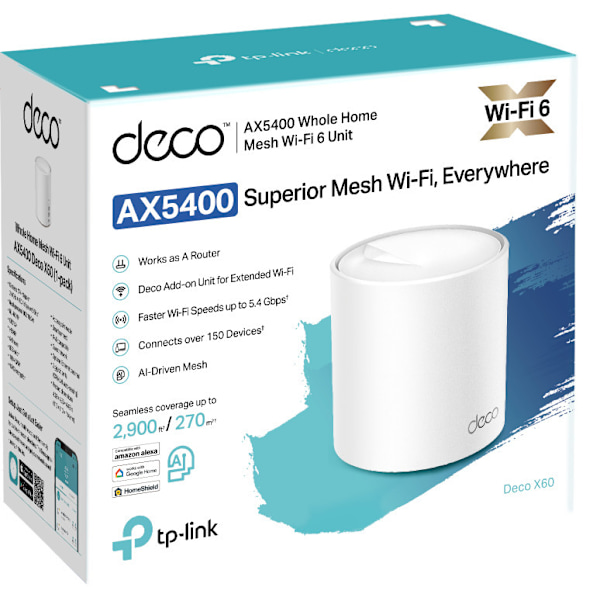 TP-LINK Deco X60 AX5400 WiFi 6 - Mesh basestation, 1-pak