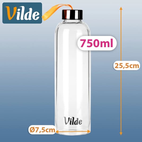 Lasinen vesipullo 750ml bambukannella