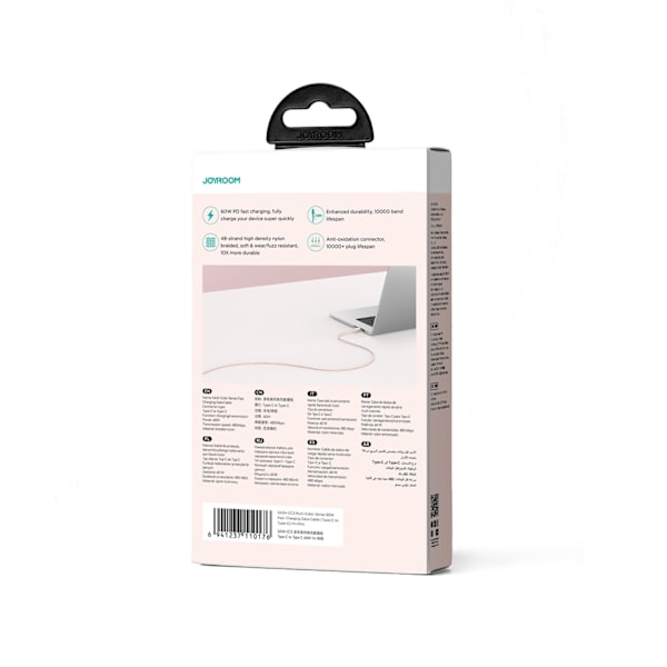 USB-C-kabel 60W snabböverföring Multi-Color Series 1m rosa