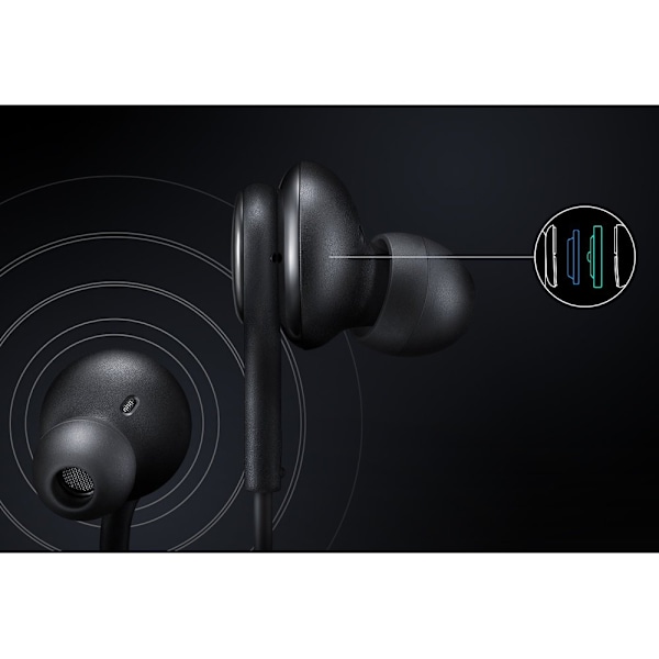 In-ear hovedtelefoner 3,5 mm mini jack med fjernbetjening og mikrofon, sort