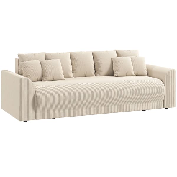 230 cm 3-sits bäddsoffa, förvaring, manschettbeige