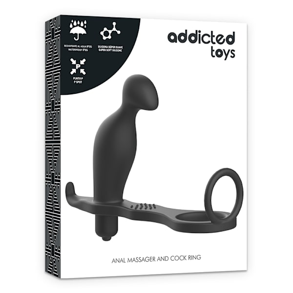 Addicted Toys - Anaalitulppa mustalla silikonirenkaalla 12 cm