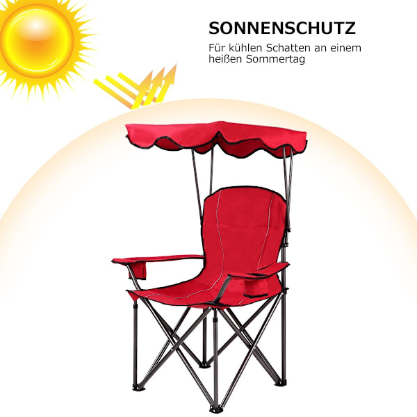 Sammenklappelig fiskestol med kopholder til Patio Beach Camping 96,5 x 67,5 x 130 cm Rød