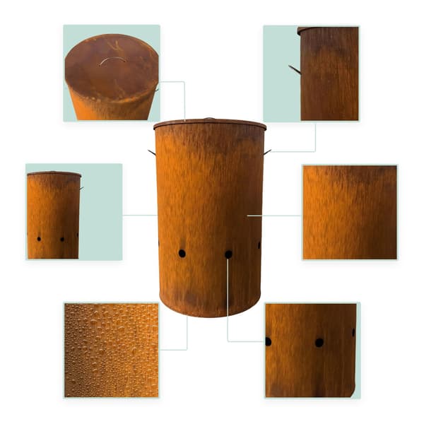 Eldskål i cortenstål med lock – hög design