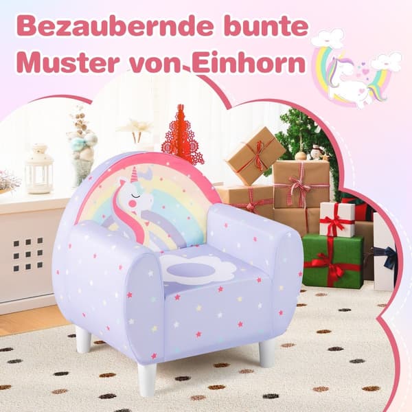 Barnsoffa med ryggstöd & armstöd – Unicorn Design