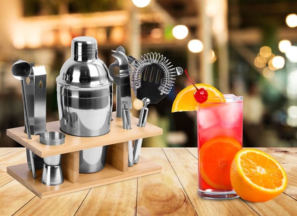 Bartenderset, rostfritt stål, 9 delar, silver