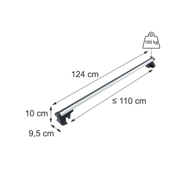 Takräcken i aluminium, silver, 124 cm, universal passform