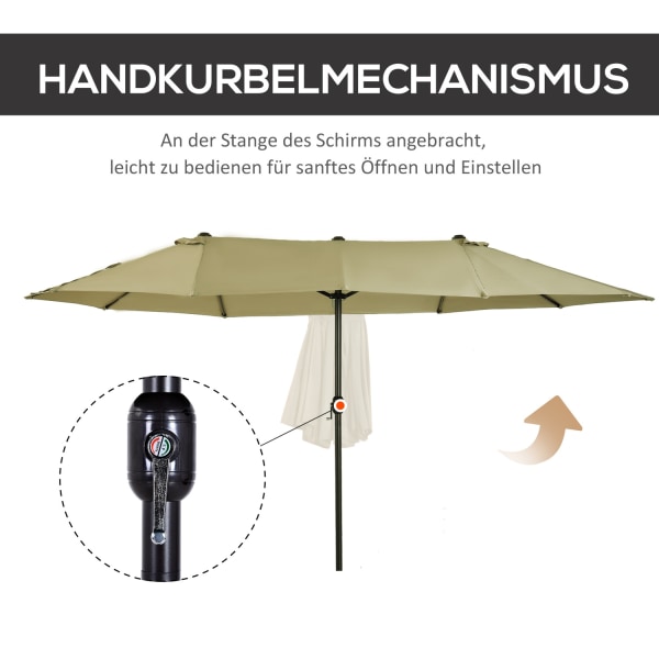 Parasol Market Paraply Dubbelparasoll Med Handvev Light Coffee O