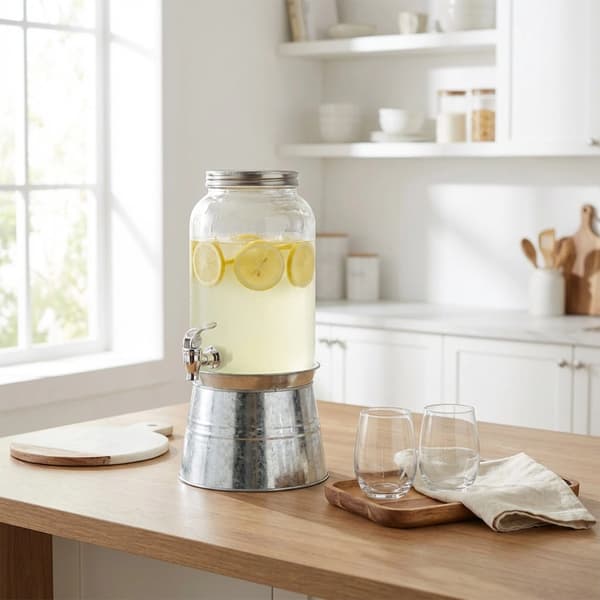 3,2L glas drikkevaredispenser med hane og stativ