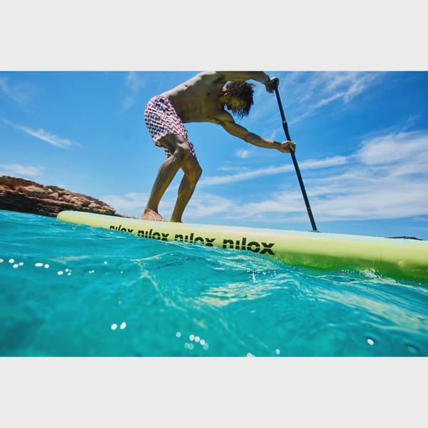 Uppblåsbar SUP-bräda 335 cm, 3 fenor, limegul