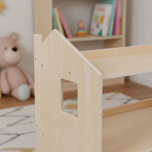 Montessori børnebogreol, husformet hylde