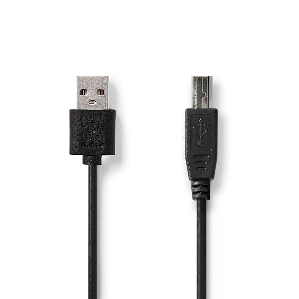USB kaapeli | USB 2.0 | USB-A Uros | USB-B Uros | 480 Mbps | Niklattu | 2.00 m | Pyöreä | PVC | Musta | Label