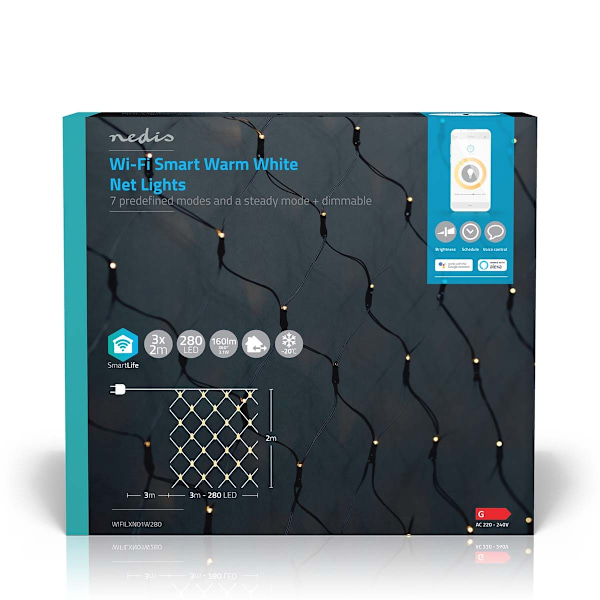 SmartLife Jouluvalot | Verkko | Wi-Fi | Lämmin Valkoinen | 280 LED's | 3.00 m | 3 x 2 m | Android™ / IOS