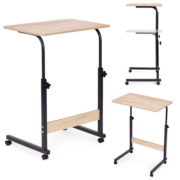 Mobilt laptopbord, justerbar höjd, MDF, hjul