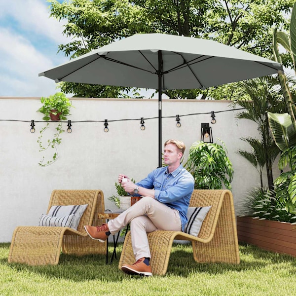 Parasol Ø233 cm, parasol med foldefunktion, ottekantet altanparasol, strandparasol, vindtæt, stabil markedsparaply, krankparasol, solafskærmning til s
