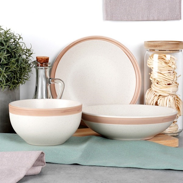 Djup keramisk mattallrik beige ARTHENA BEIGE 20 cm, 900 ml