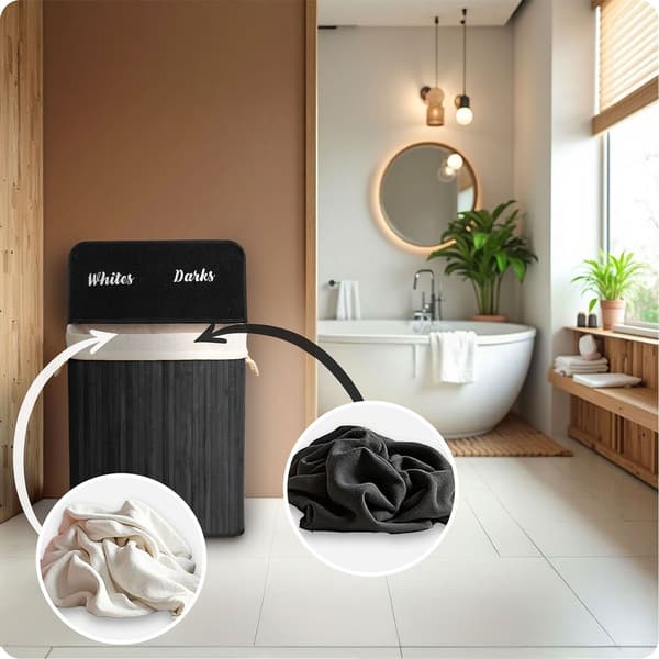 Bambu tvättkorg med lock 100 l Massido