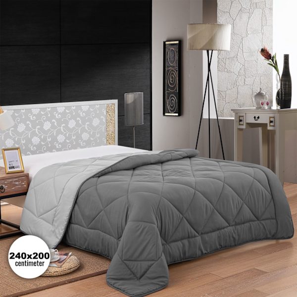 Herzberg HG-2420BCO: Kaksivärinen mikrokuitupussilakana - 240x200cm harmaa