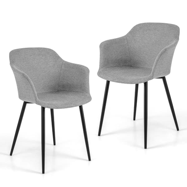 Matstolar Set om 2, Ljusgrå, Ergonomiskt Ryggstöd