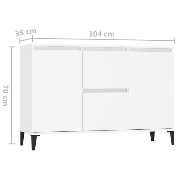 Credenza bianca 104x35x70 cm in derivati ​​del legno