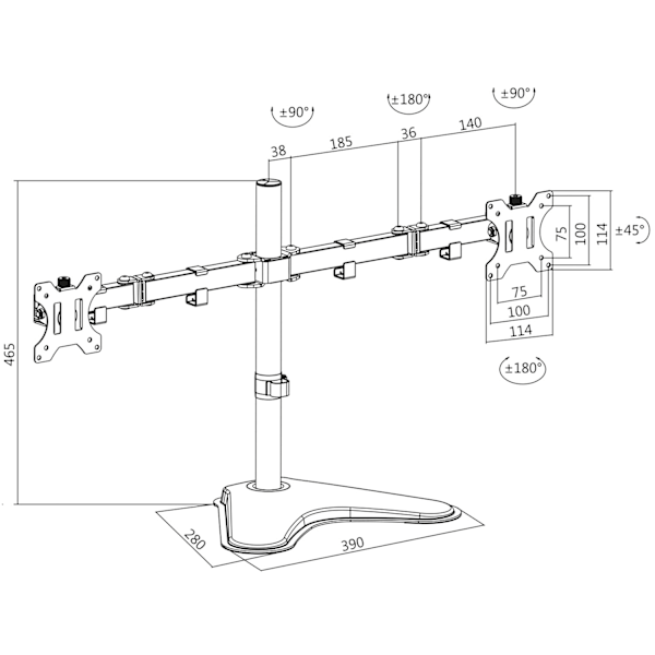 Monitorstativ/-fod Dual 13-32"