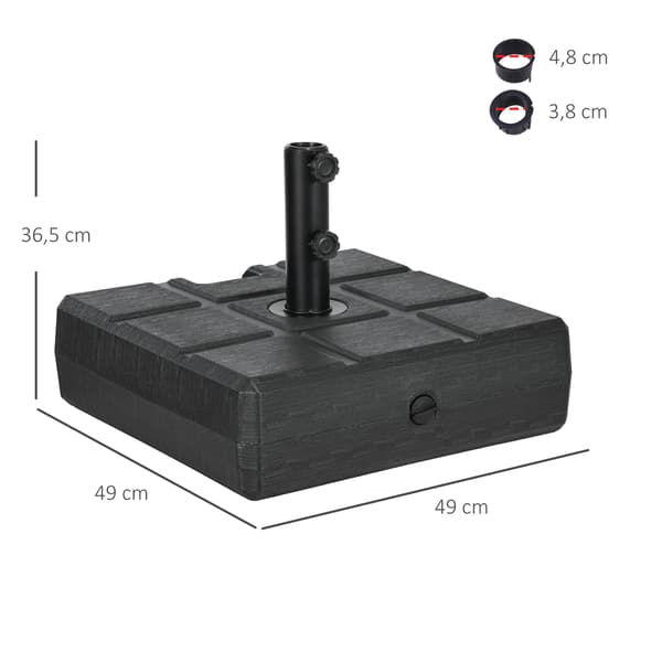 Fyldbar paraplyfod i plastik, 30-40 kg, sort